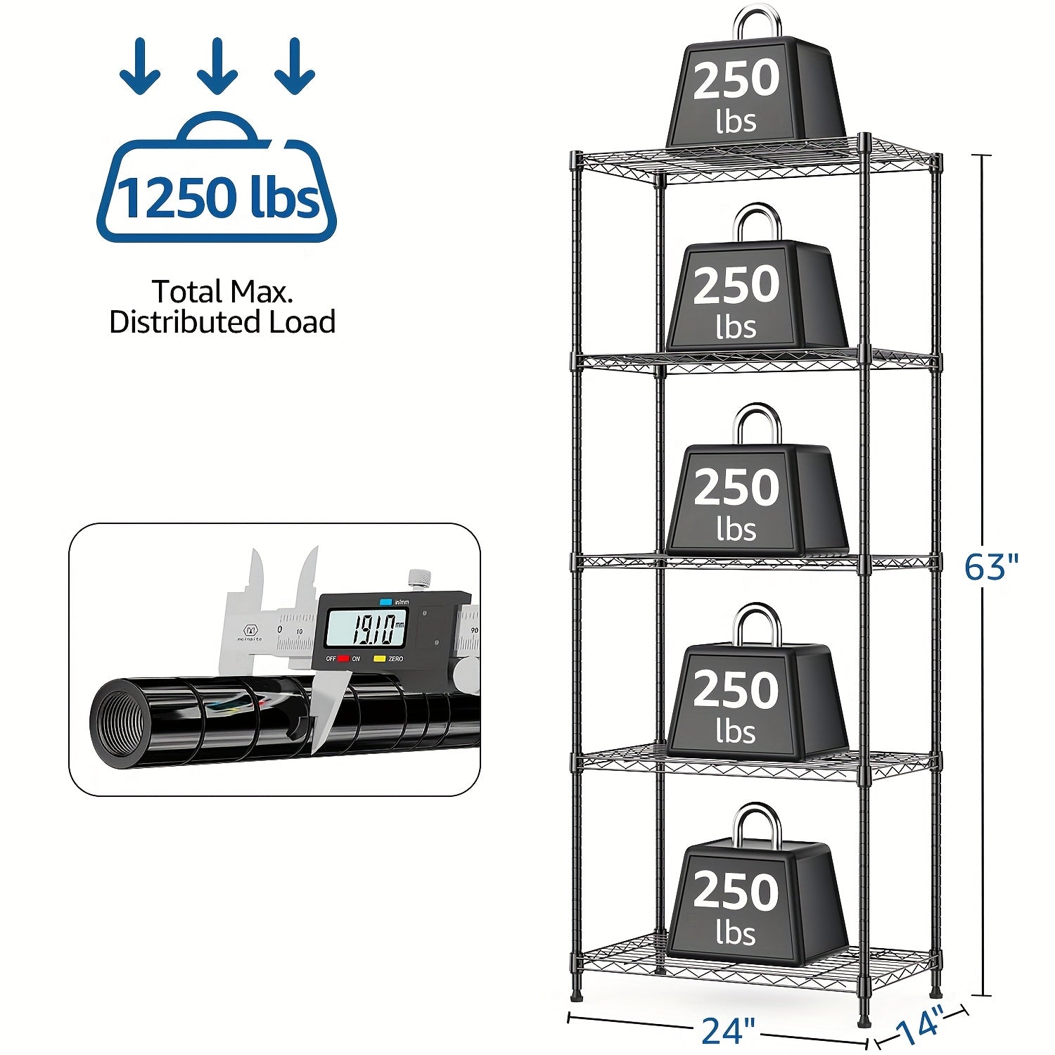 MZG Heavy-Duty Adjustable 5/4 Shelf Metal Storage Shelving Unit - Industrial Garage, Pantry, Kitchen, Workshop Organizer Tool-Free Assembly, Space-Saving Shelving Rack For Home, Commercial Use Open Shelf Design, Sturdy Construction, Utility Shelves
