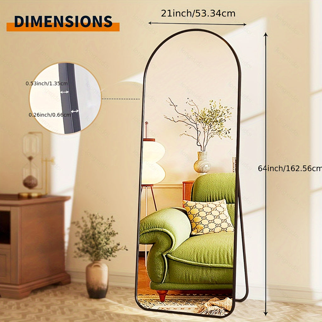 Idle Way 59x16 Arched Full-length Mirror, Vertical Or Tilted Full-length Mirror, Thin Frame, Suitable for Mother And Baby Room, Golden Or Black