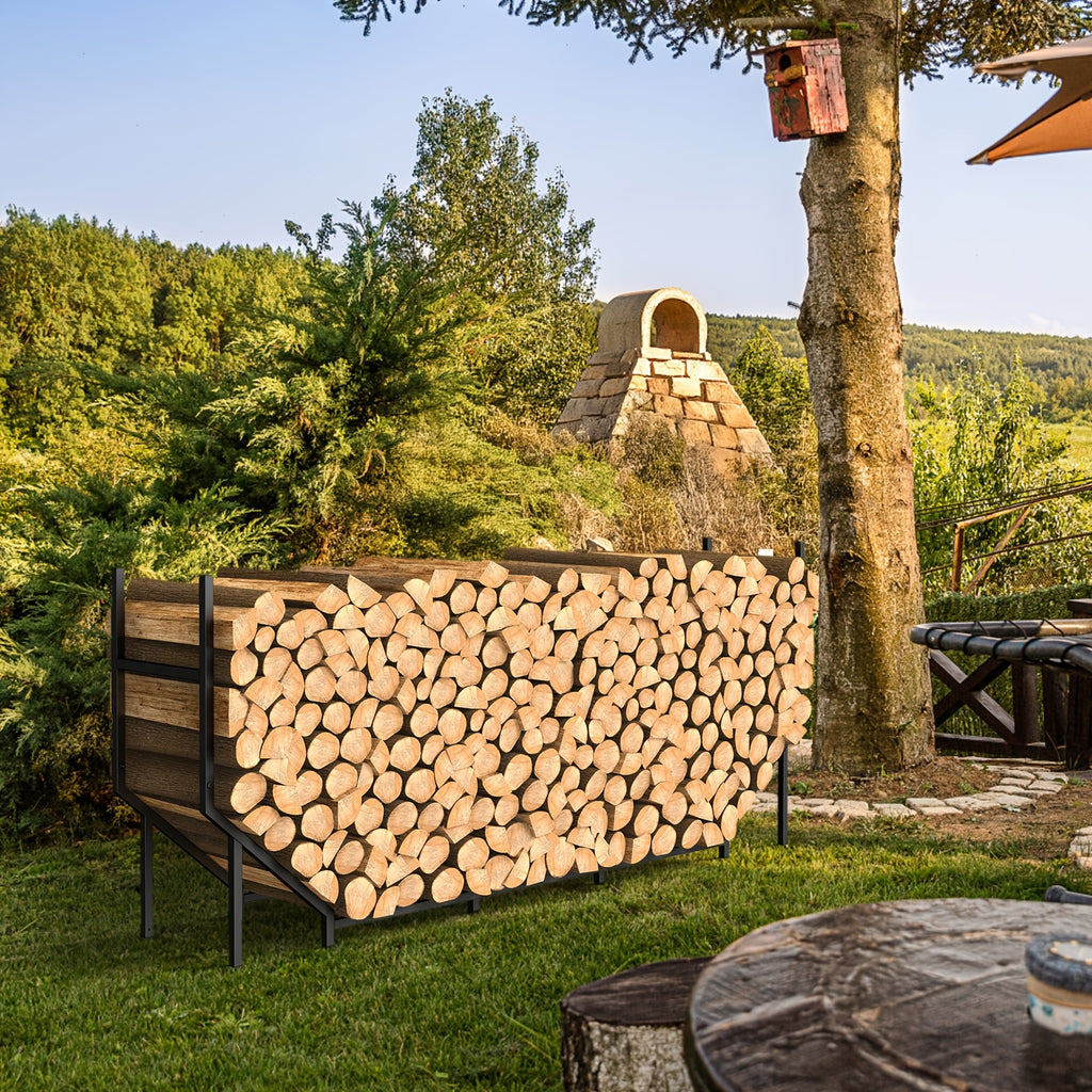 6FT Firewood Rack Holder, Adjustable Heavy Duty Fire Log Stacker Stand For Fireplace, Outdoor Indoor Metal Wood Pile Storage Organizer, Patio Logs Stand Tool