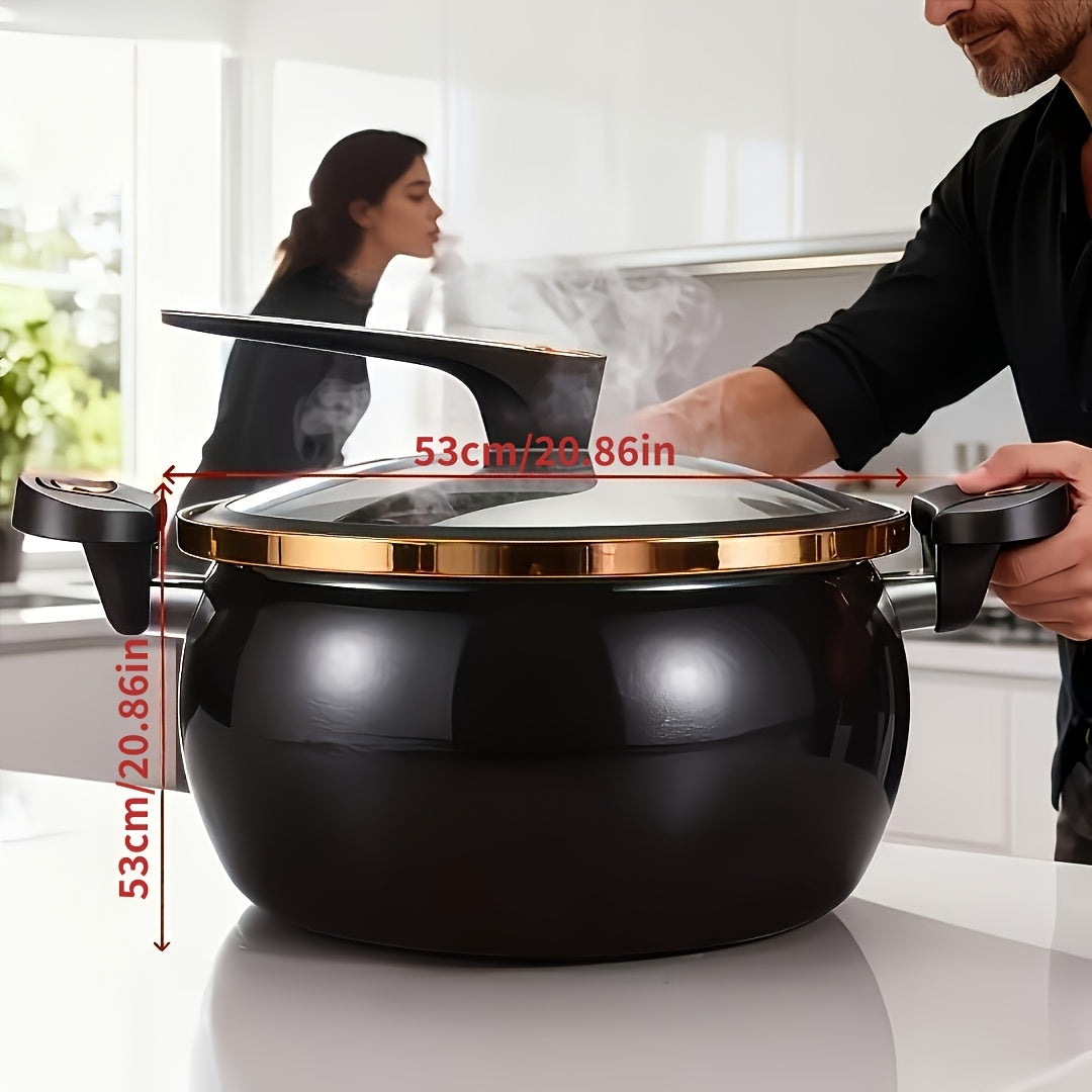 2.19 Gallon Large-Capacity Soup Pot with Twist-Lock Handle | Non-Stick, Multi-Function Cooking Pot, Compatible with Gas Stove, Open Fire, and Induction Cooker, Universal Stew Pot for Homes, Restaurants, Hotels, Fast , Easy Assembly