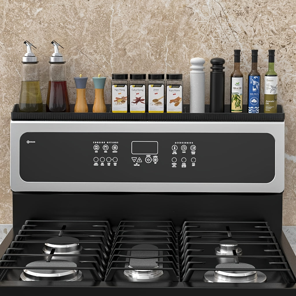 30-Inch Silicone Stove Organizer Rack Equipped with Strong Suction Cups, Heat-Resistant And Safe for Dishwashers, Suitable for Restaurants And Home Kitchens.