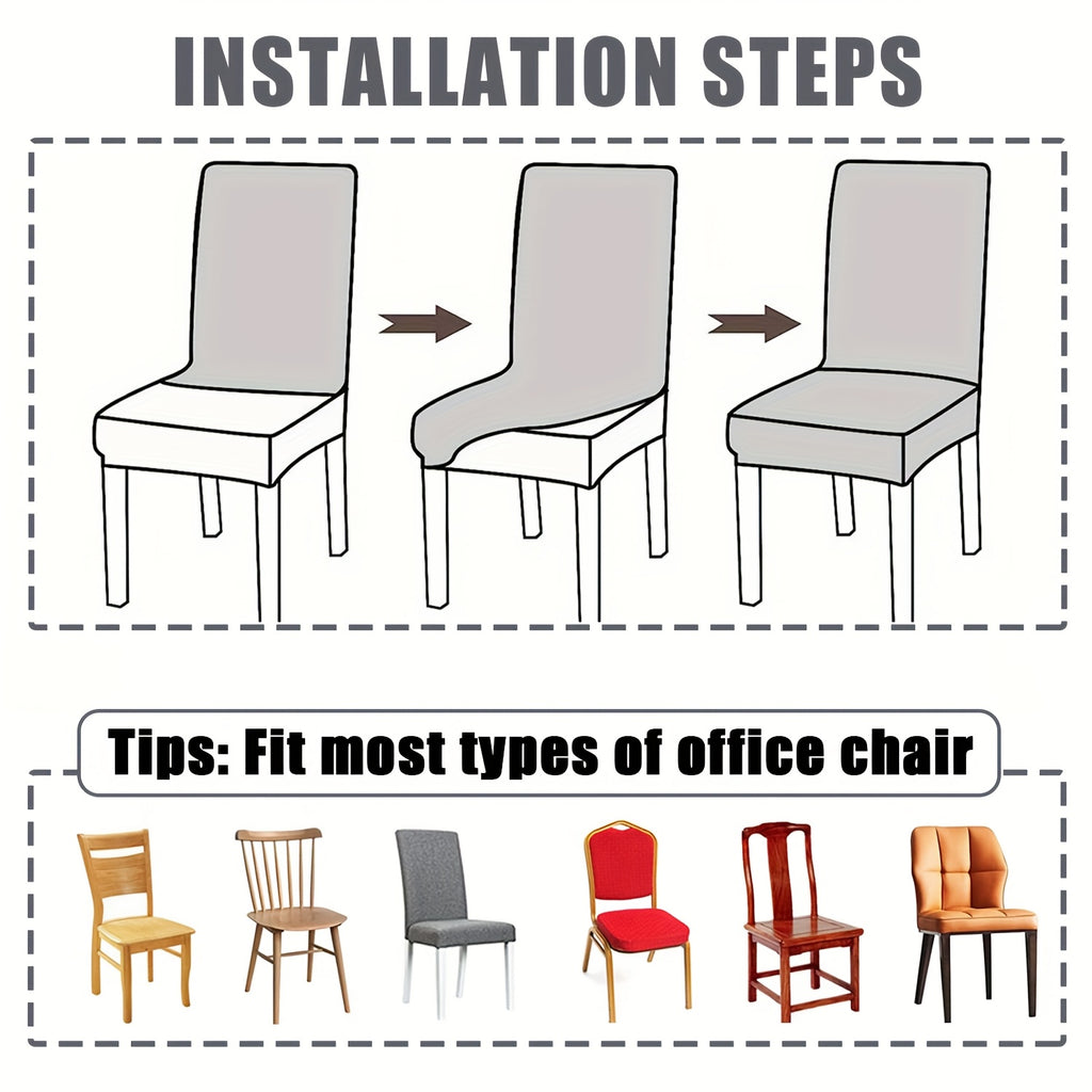 4pcs/6pcs Sliky Fiber Fabric Elastic Home Kitchen Chair Covers, 4/6pcs Set Milk Elastic Home Kitchen Dining Chair Slipcover, Chair Cover, Furniture Protector for Wedding Office Living Room Hotel, Home Decoration, Wedding Season