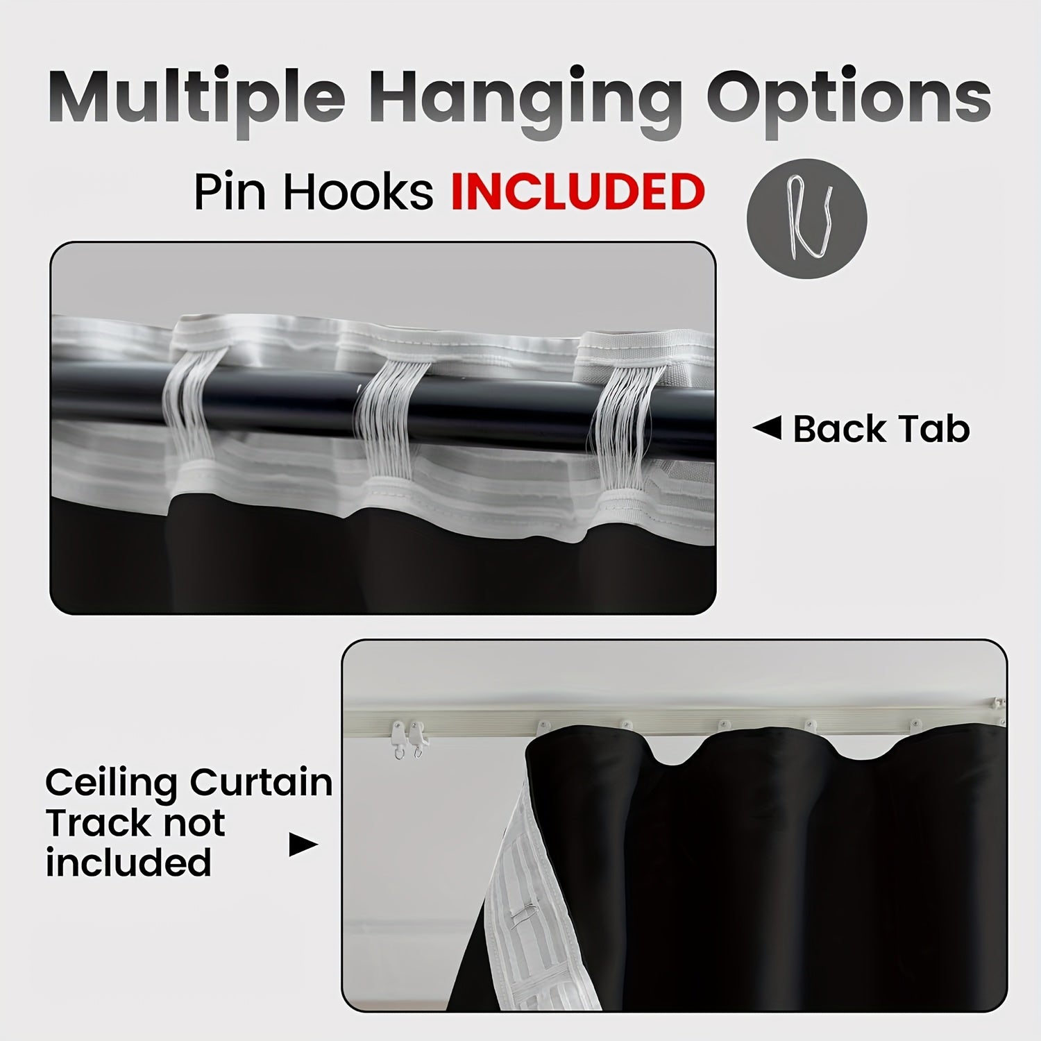 Room Divider Curtains Blackout Ceiling Track Curtains with Hook, Rod Pocket Floor Curtains Perfect for Ceiling Mount, Wall Divider for Room Separation