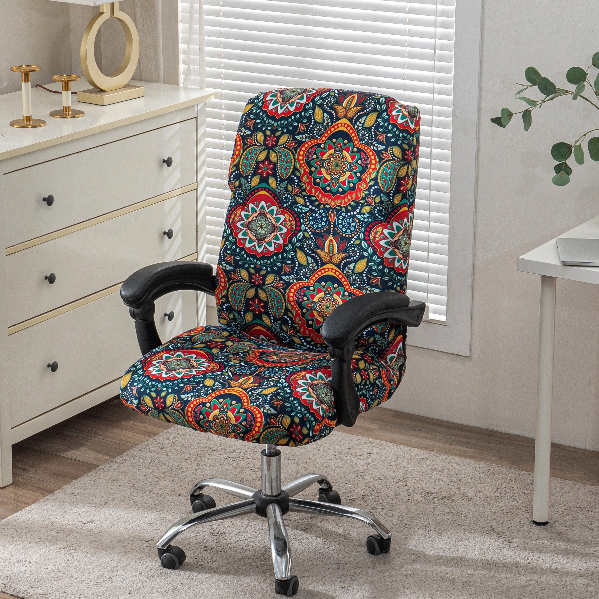 1pc Stretch Printed Computer Office Chair Covers, Soft Fit Universal Desk Rotating Chair Slipcovers, Removable Washable Anti-Dust Spandex Chair Protector Cover With Zipper, Valentine'S Day Gift, Valentine'S Day Decorations