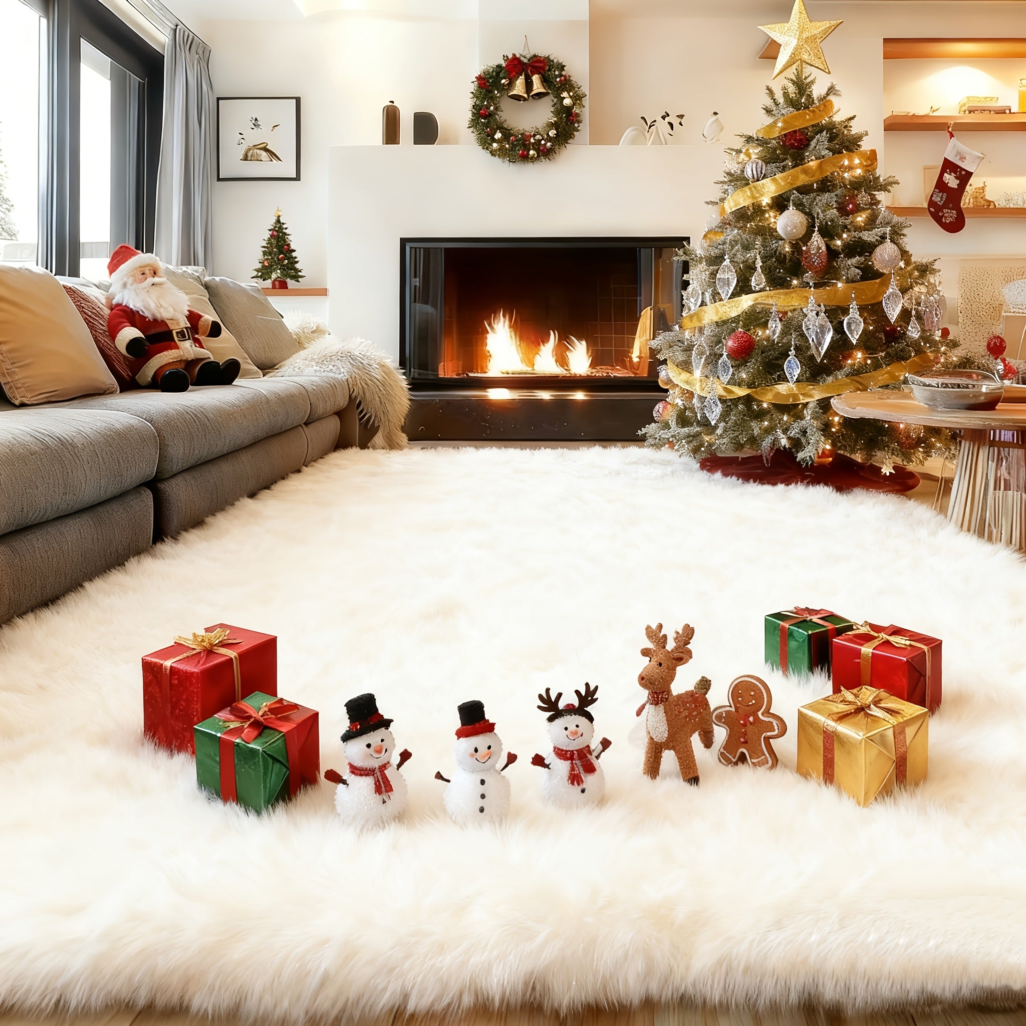 8X10 Feet Luxury Large Rug for Living Room, Fuzzy Plush Large Area Rug, Fluffy Modern Shag Non-Slip Soft Furry Carpet for Bedroom Study Room Teens Dorm Home Decor Christmas Gift