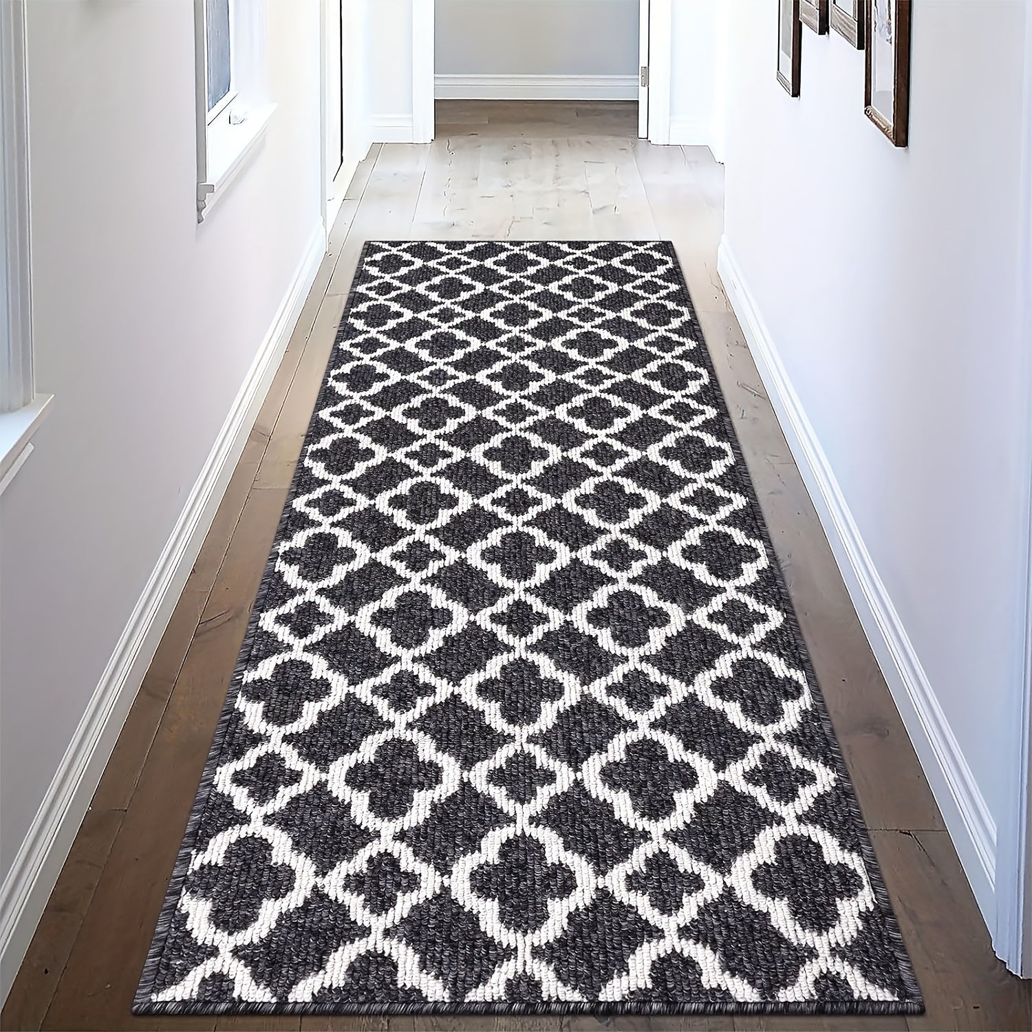 Non-Slip Moroccan Trellis Runner Rug - Long Hallway Carpet Suitable for Entryway, Kitchen, Bathroom - Machine Washable Floor Rug with Moroccan