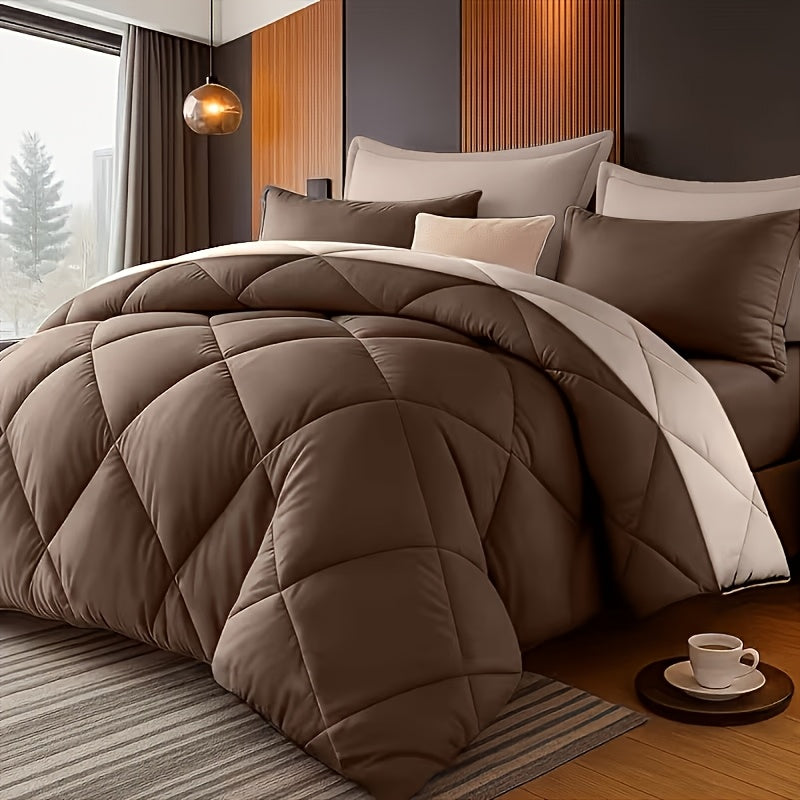 Two/Three Pcs Solid Color Large And Extra-Large Bed Sheet Sets Soft Comfortable And Fiber Filled Lightweight Fabric Breathable Quilt Easy to Take Care of Equipped with Quilt And Pillowcases 1 Quilt, 1/2 Pillowcases, for Bedroom, Random Color