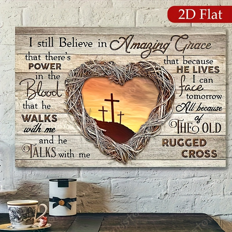 2D Flat, 1pc Wood Framed Canvas, Sunset Painting, God Landscape Canvas, Into The Arms Of Jesus, Gift for Christian, Ready to Hang