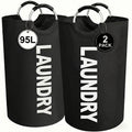 2pcs/ 1pc Large Foldable Laundry Basket, Dirt Clothes Basket With Padded Handle - Waterproof Freestanding Dirt Clothes Basket. Easter Gift(With Random Color Options)