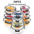 24pcs Glass Food Storage Containers with Lids, Meal Prep, Pantry Kitchen Storage Containers for Lunch, Leak Proof, Airtight Glass Lunch Bento Boxes for Microwave, Oven, Freezer And Dishwashe(12Lids+12Containers)
