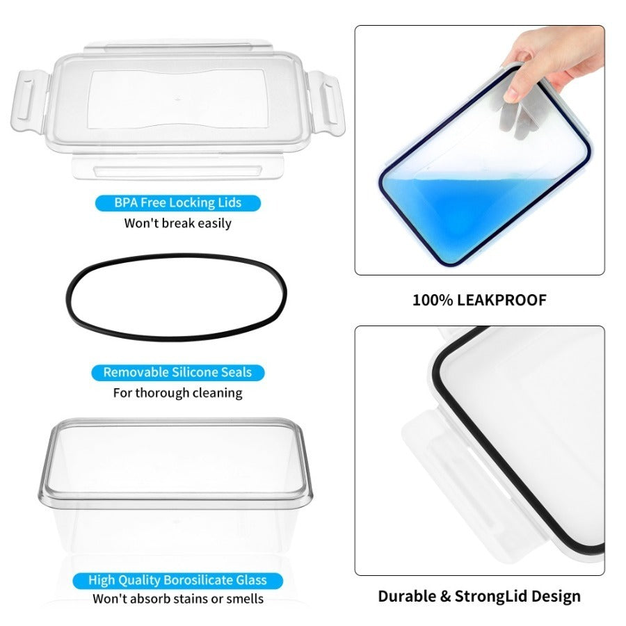 24/40/48pcs Sealed Food Storage Containers, Outdoor Picnic, Lunch Box, Microwave, Oven - Perfect for Salads, Fruits, Vegetables, And Sandwiches, Lunch Box | Sealed Storage | Durable, Food Storage Container (12/20/24 Lids And 12/20/24 Containers)