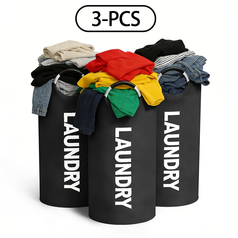 3pcs/4pcs Large Oxford Cloth Dirty Clothes Basket Foldable with Handle Laundry Basket Suitable for Student Dormitories, Laundry Rooms, Living Rooms, Bedrooms, Bathrooms, Independent Storage Bags, Laundry Baskets