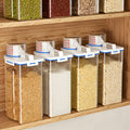 4pcs Large-Capacity Transparent PP Plastic Food Storage Canisters with Built-In Measuring Cups & Scale Markings, Flip-Top Lid Suitable for Rice, Grains, Flour, Dog Food - Moistureproof & Insectproof Kitchen Pantry Containers for Pantry Organization