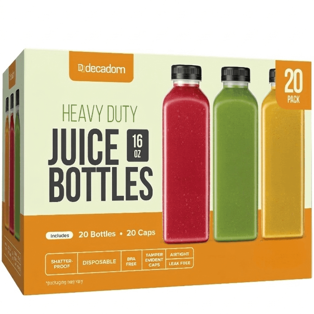 Juice Bottles with Caps 16oz BPA-Free Leak-Proof Tamper Evident Shatterproof Plastic Juice Containers for Fridge Smoothie Bottles 3 20 40 Pack