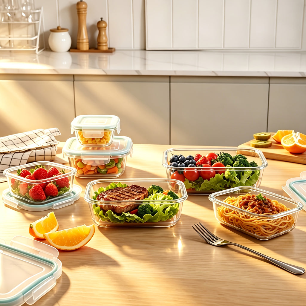 16pcs Glass Food Storage Set-perfect For Meal Prep And Kitchen Organization. Leak-proof, Airtight Glass Lunch Boxes (8 Containers + 8 Lids) Suitable For Use In The Microwave, Oven, Refrigerator, And Dishwasher. Ideal For Office Lunches.