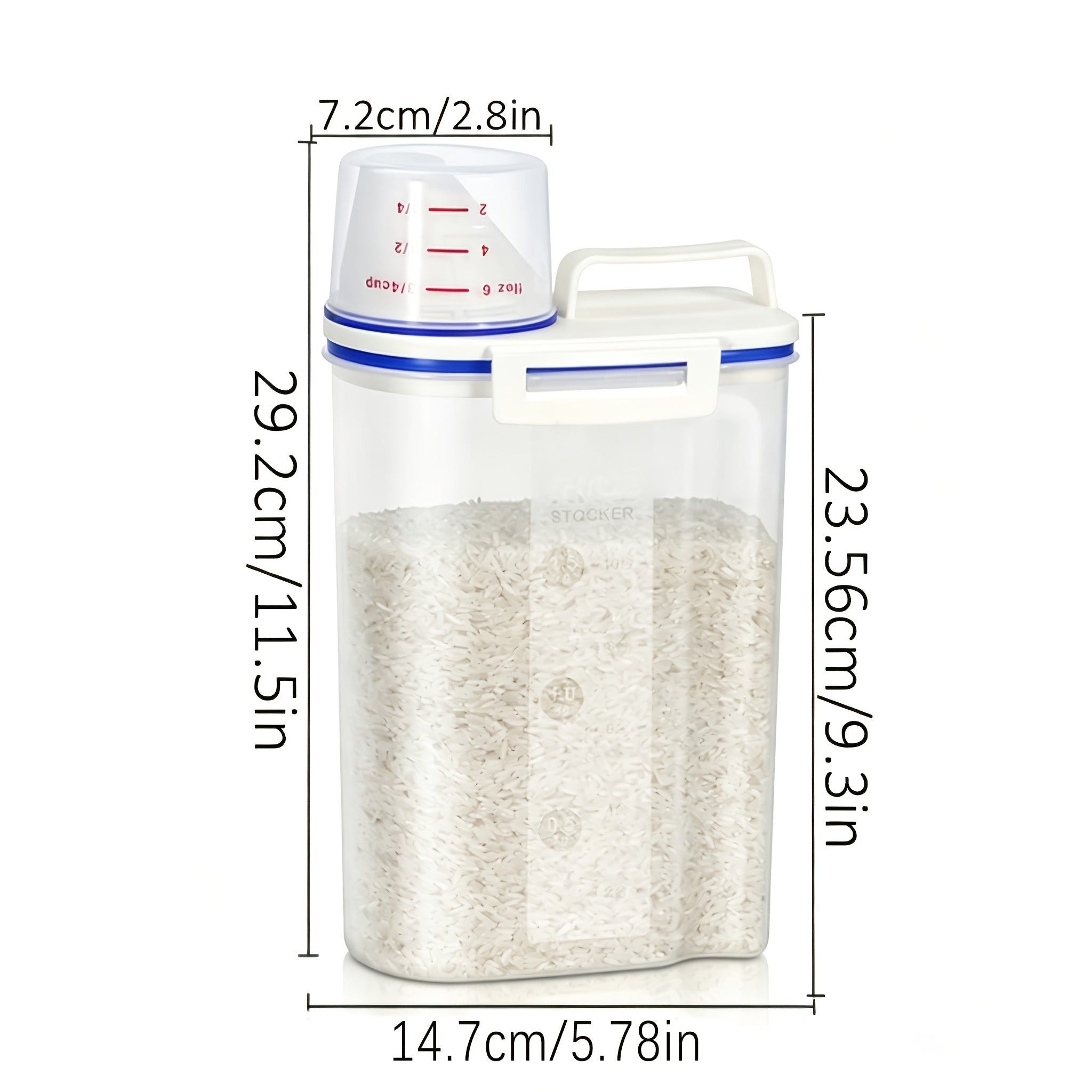 4pcs Large-Capacity Transparent PP Plastic Food Storage Canisters with Built-In Measuring Cups & Scale Markings, Flip-Top Lid Suitable for Rice, Grains, Flour, Dog Food - Moistureproof & Insectproof Kitchen Pantry Containers for Pantry Organization