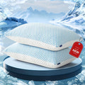 2-Pack Hotel Quality Non-Collapsing Down Alternative Cooling Pillows | King Size, Polyester and Viscose Cover, Memory Foam Filling, Machine Washable