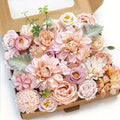 Artificial flower box set with artificial flowers, used for DIY center piece cake decoration, wedding bouquet, boutique, home decoration (pink) Valentine's Day Spring