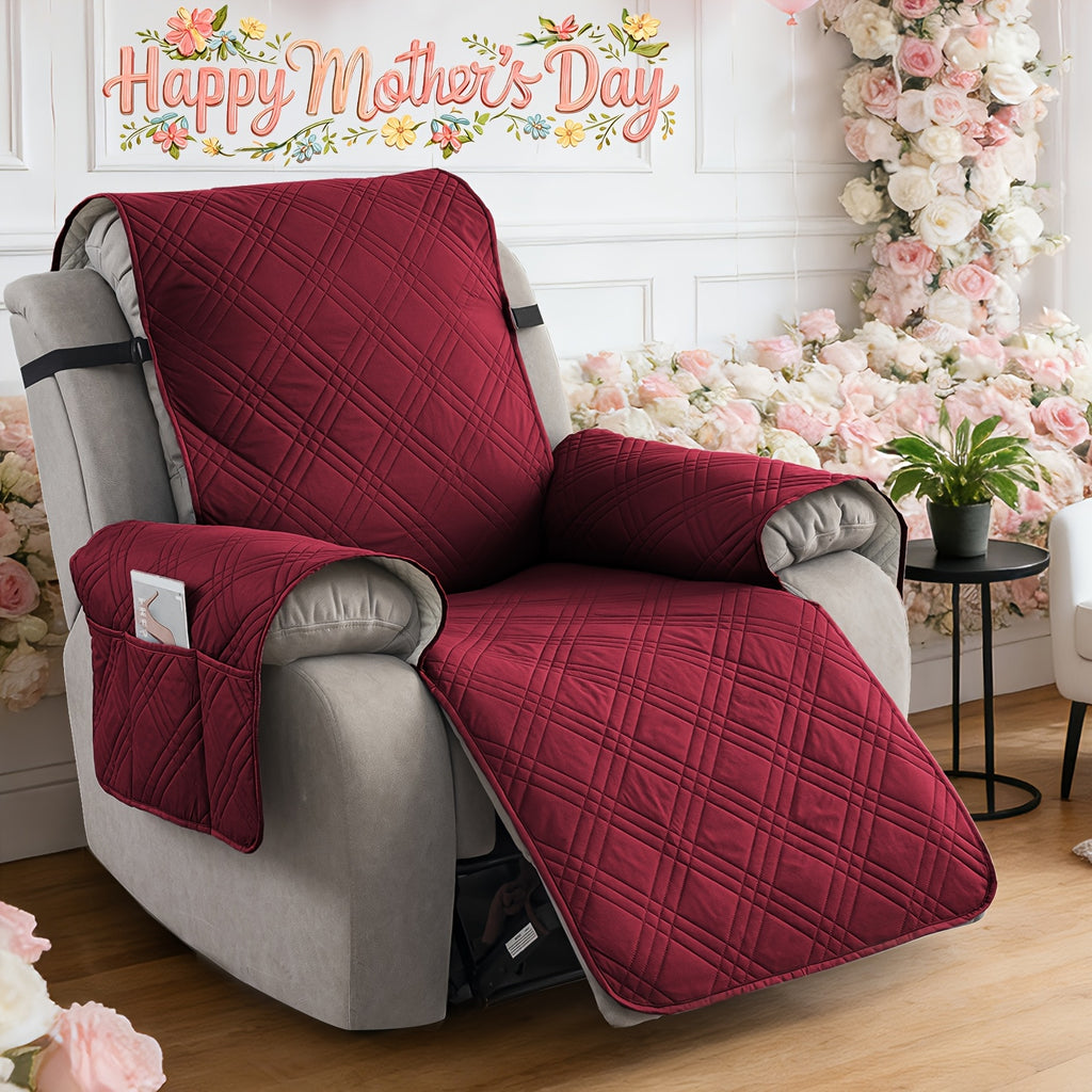 1pc 100% Waterproof Recliner Chair Cover, Non Slip Recliner Covers for Recliner Chair with Pocket, Pet Scratch-Resistant Sofa Slipcover, Washable Furniture Protector, Easy to Install for Living Room, Bedroom, And Study, Halloween Home Decorations