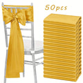 50pcs Satin Chair Waist Belt Bow Universal Chair Cover for Wedding Reception Restaurant Banquet, Party, Hotel Event Decoration (7 X 108 Inches)