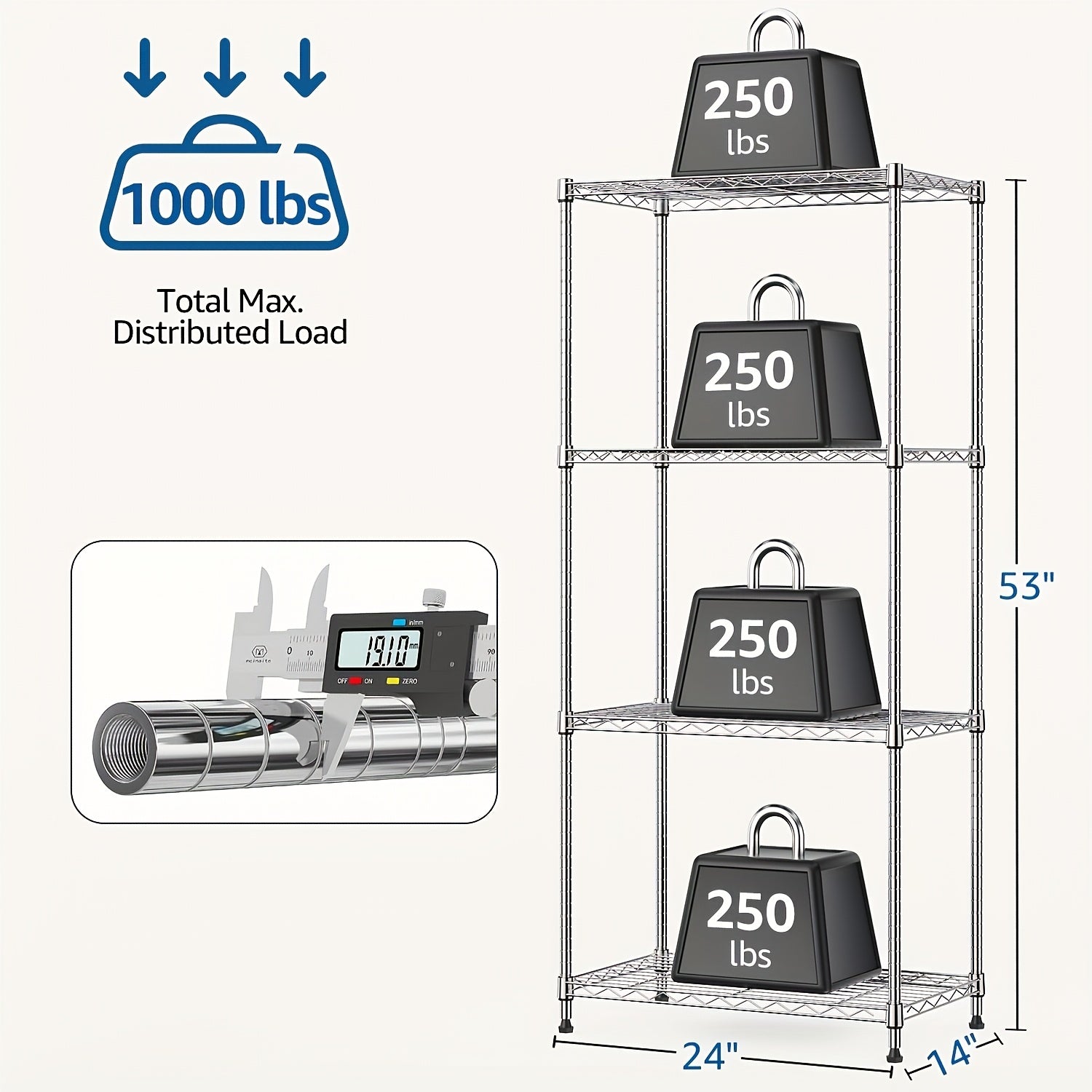 MZG Heavy-Duty Adjustable 5/4 Shelf Metal Storage Shelving Unit - Industrial Garage, Pantry, Kitchen, Workshop Organizer Tool-Free Assembly, Space-Saving Shelving Rack For Home, Commercial Use Open Shelf Design, Sturdy Construction, Utility Shelves