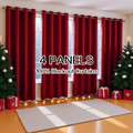 4 Panels 100% Blackout Curtains Heat Insulation Noise Reduction Privacy Protection Thermal Insulated Curtains Soundproof Curtains Light Blocking Curtains Red Curtains Christmas Decorations Partition Curtains Suitable for Living Rooms Bedrooms Balcon