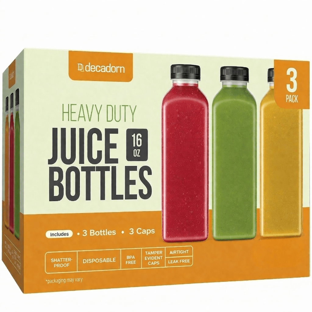 Juice Bottles with Caps 16oz BPA-Free Leak-Proof Tamper Evident Shatterproof Plastic Juice Containers for Fridge Smoothie Bottles 3 20 40 Pack