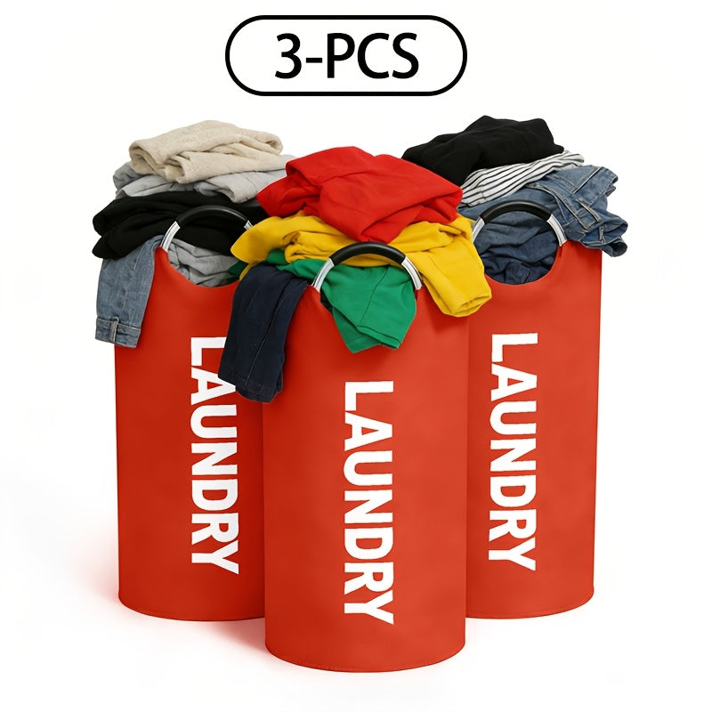 3pcs/4pcs Large Oxford Cloth Dirty Clothes Basket Foldable with Handle Laundry Basket Suitable for Student Dormitories, Laundry Rooms, Living Rooms, Bedrooms, Bathrooms, Independent Storage Bags, Laundry Baskets