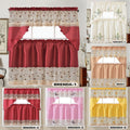3pcs Embroidery Kitchen Curtains Set Flowers Embroidery Satin Fabric Faux Lightweight Soft Easy Care Machine Washable 49 Design Styles Available Holiday Gifts for Family Local Warehouse All Season Use Summer