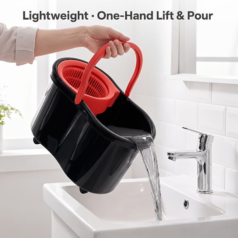 Spin Mop Bucket System with Wringer, Compact Mop and Bucket Set with 4 Microfiber Replacement Heads and 42" Adjustable Handle