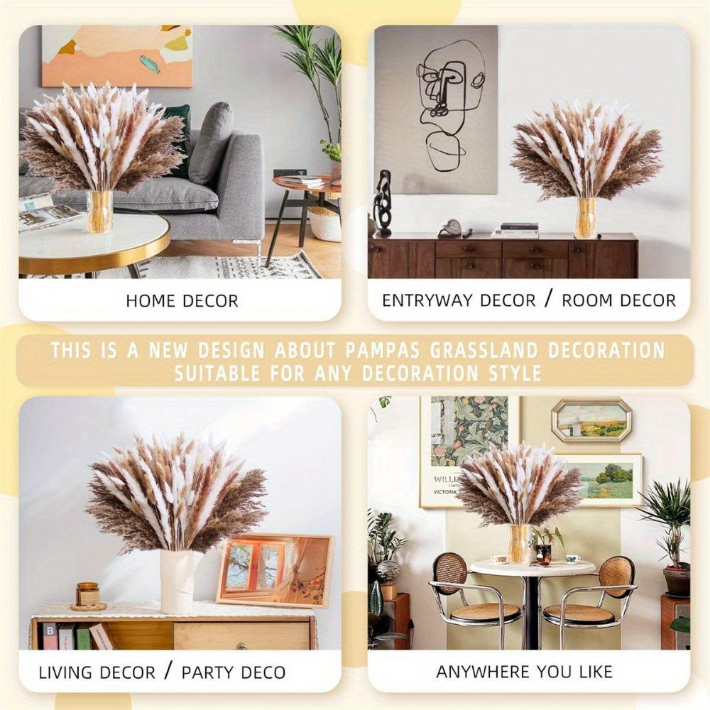 118pcs Multicolor Artificial Pampas Grass & Rabbit Tail Grass Bouquet | Soft Faux Boho Home Decor, Ideal For Weddings, Parties, Outdoor Festivals, Valentine'S Day, Spring Decorations, Mother'S Day, St. Patrick'S Day