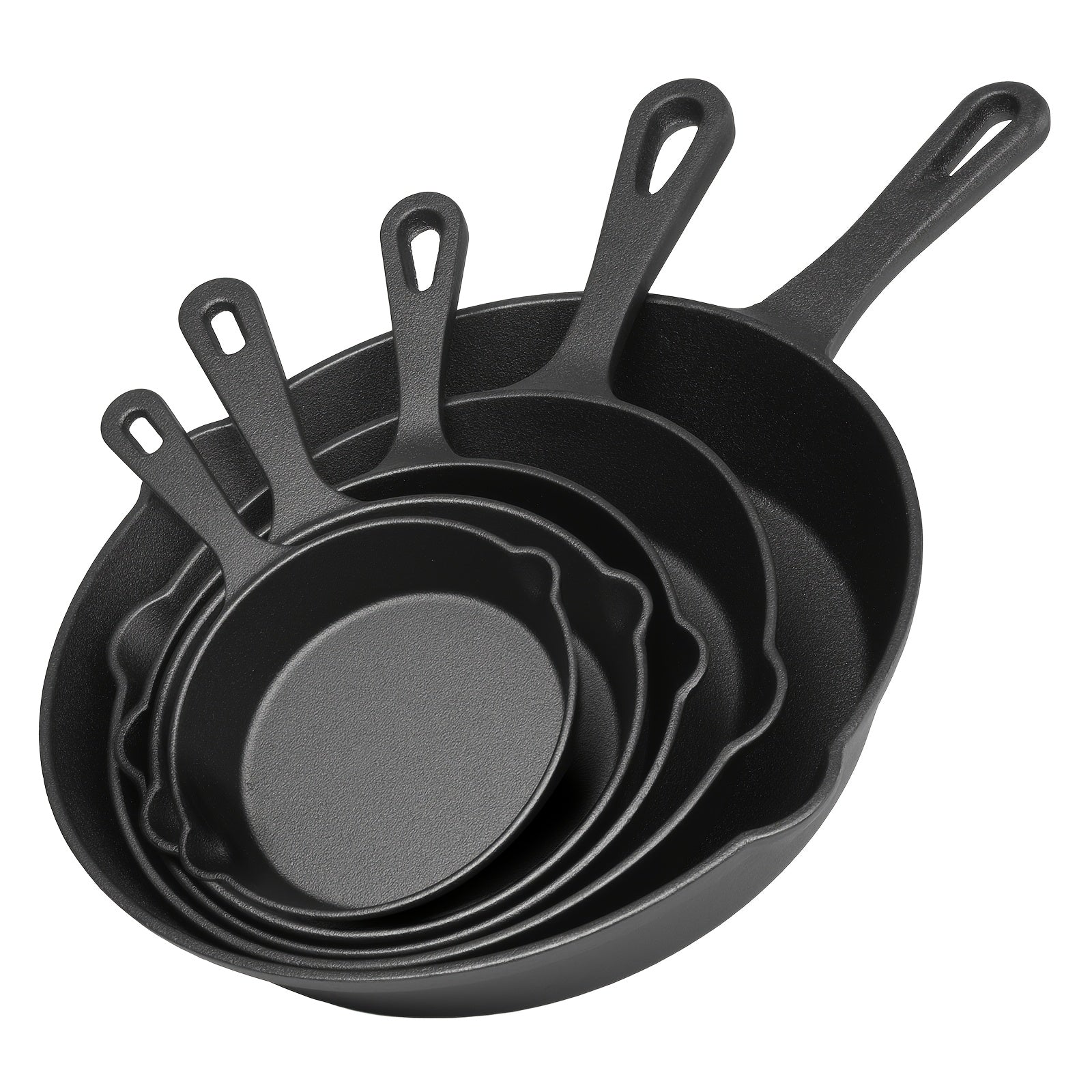 3/4/5pcs Cast Iron Skillet Set, Professional-Grade Commercial Quality Pre-Seasoned Cookware, Suitable for Frying, Sautéing, and Cooking, Usable Indoors/Outdoors, in Ovens, and on Grills