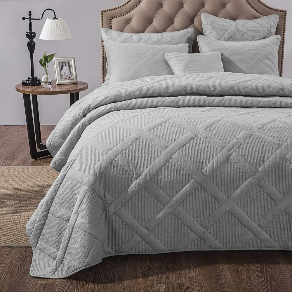 1pc Lightweight All-Season Bedspread - Soundwave Technology Embossed Coin Pattern, Soft & Breathable, Non-Slip Design for Bedroom/ Dorm/ Guest Room Choose from 6 Stylish Colors(Excludes Pillowcases)