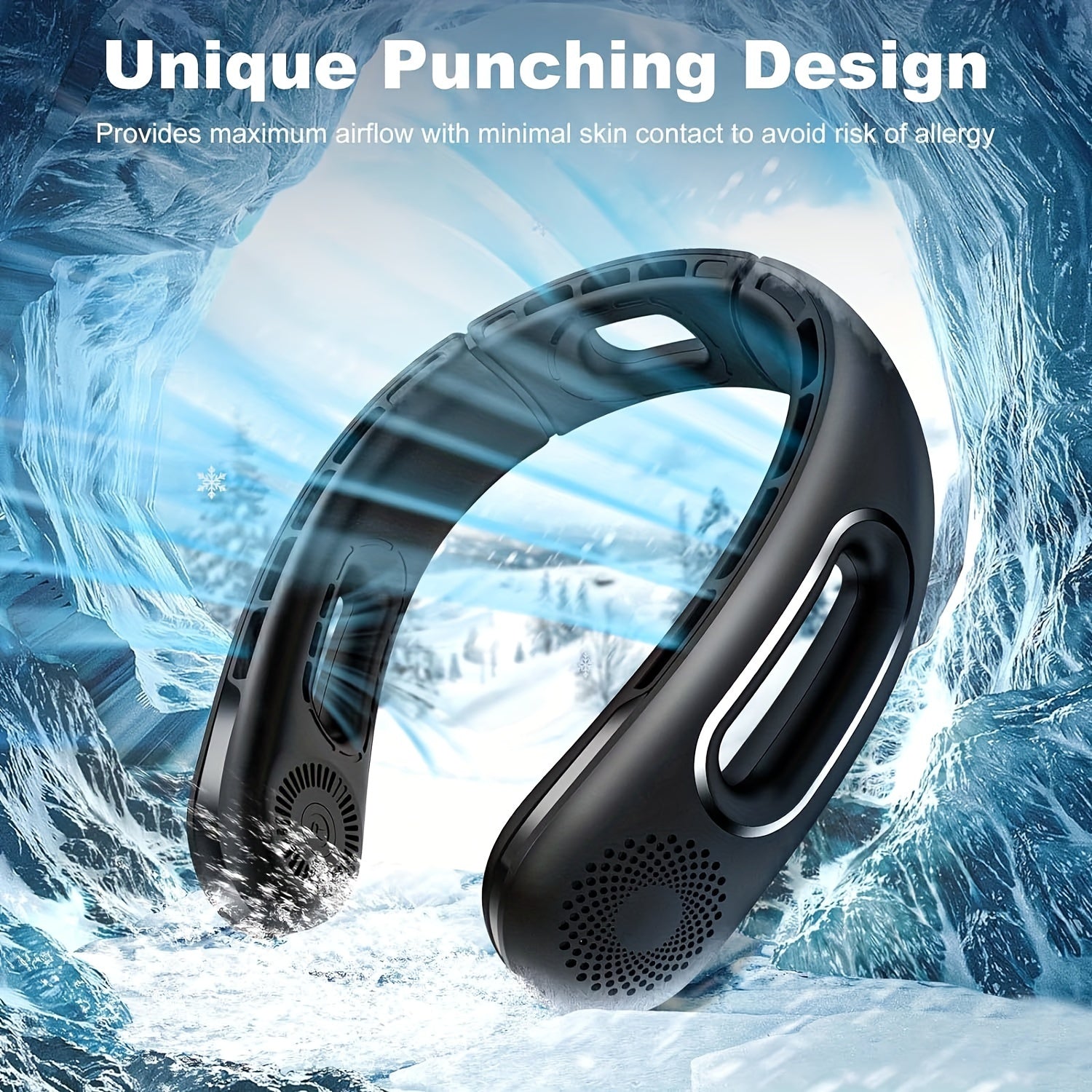 Portable Neck Fan, 360° Cooling Hands-Free Bladeless Fan, Long-Lasting 16H Battery, 3 Speeds, USB Rechargeable, Wearable Personal Fan for Women & Men, Travel, Office, Outdoor