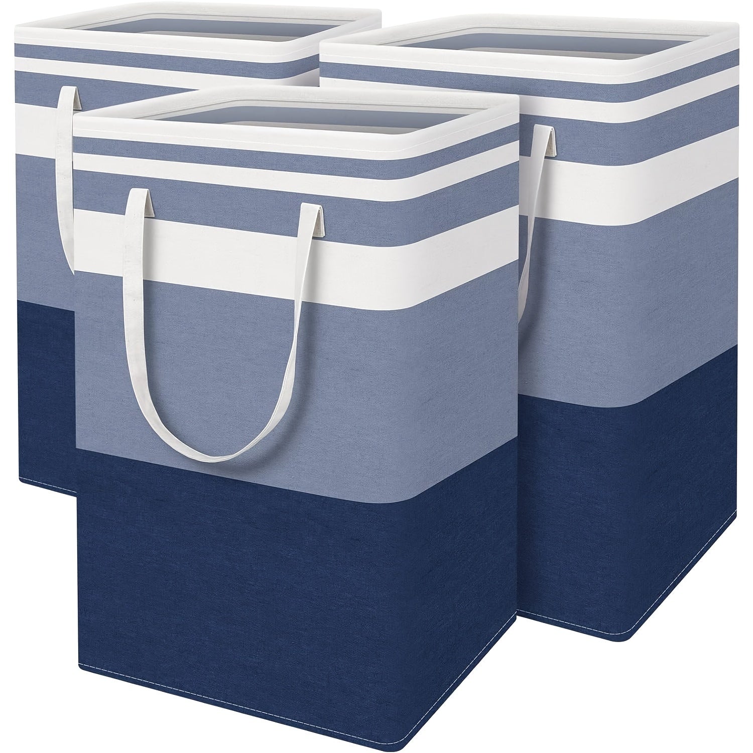 3pcs Laundry Basket, Freestanding Laundry Hamper, Collapsible Tall Clothes Hamper with Easy Carry Handles for Clothes, Towels in the Family and Dorm, Laundry Baskets
