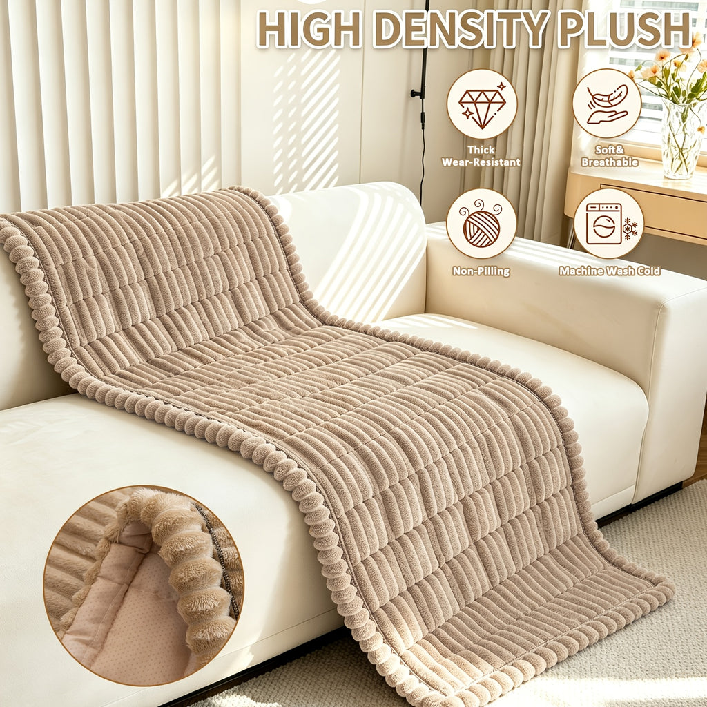 1pc Plush And Comfortable Shu Velveteen New Sofa Cushion, Washable, Easy to Install And Disassemble, Suitable for Home Protection Decorations Of Various Sofas | Wavy Edge Design | Soft And Sticky Velvet Texture