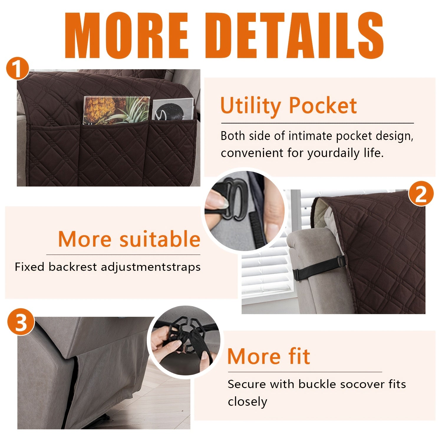 Multi-Functional 23-Inch Recliner Cover with Practical Pockets - Easy to Install, Scratch-Resistant, Machine Washable, Suitable for Outdoor Use And Pet Protection, Easter Decoration