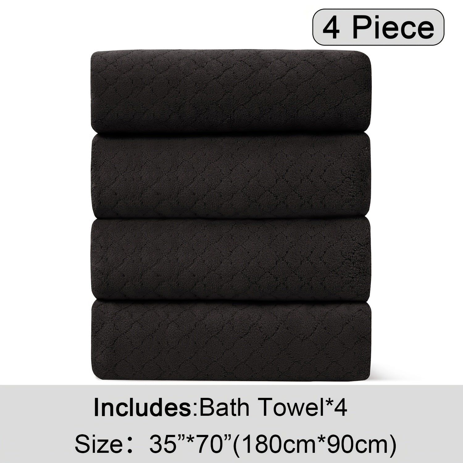 4pcs Oversized Bath Towel Set in Sleek Blue - Ultra Soft, Highly Absorbent, Quick-Dry Microfiber with Diamond Pattern - Includes 4 Bath Towels, and Matching Beach Chair Cover - Ideal for for Bathroom Hotels Gym, Valentine's Day Gift, Wash Cloths