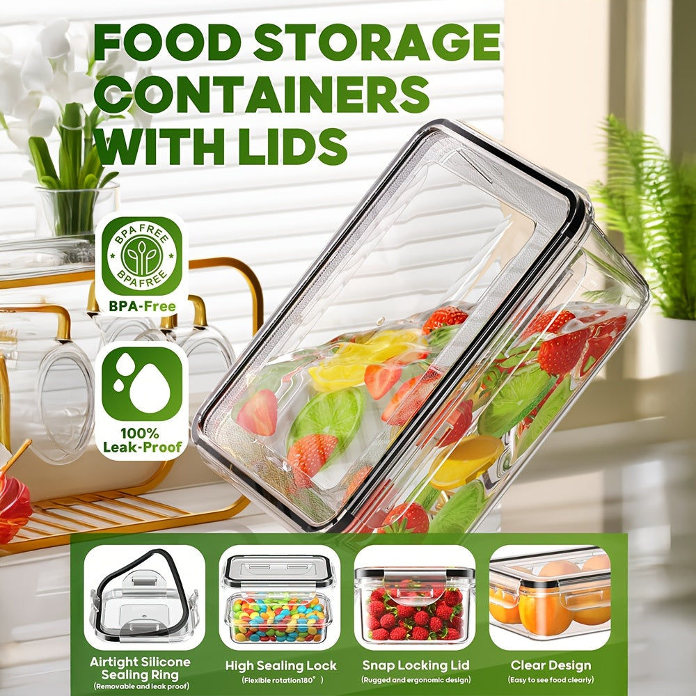 60pcs Food Storage Containers with Lids, BPA-Free Plastic Food Containers for Kitchen Storage, Leak Proof, Reusable Meal Prep Containers with Labels & Pen