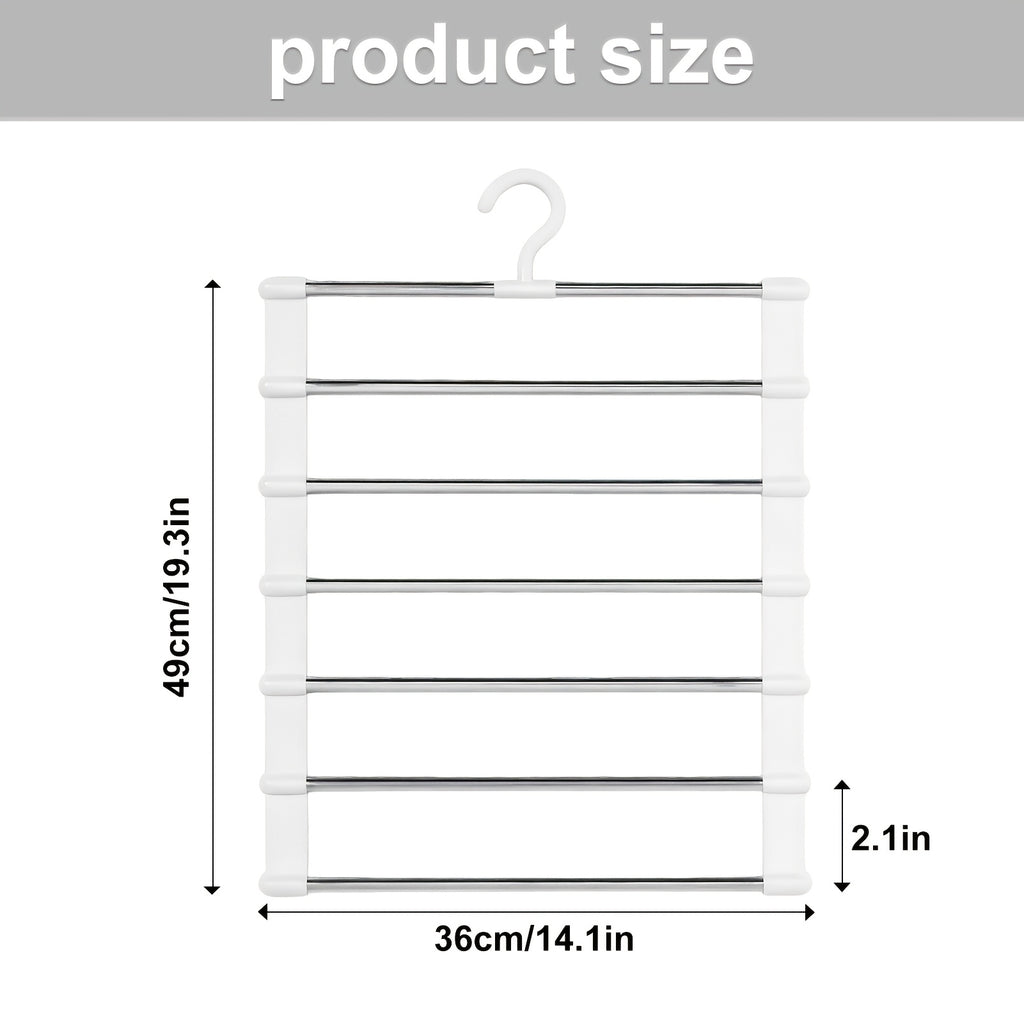 3/7pcs Multi Layer Stainless Steel Pants Hanger Space Saving Wardrobe Organizer Non Slip Stackable Hanger for Pants Jeans Scarves Trousers Closet Storage Organization