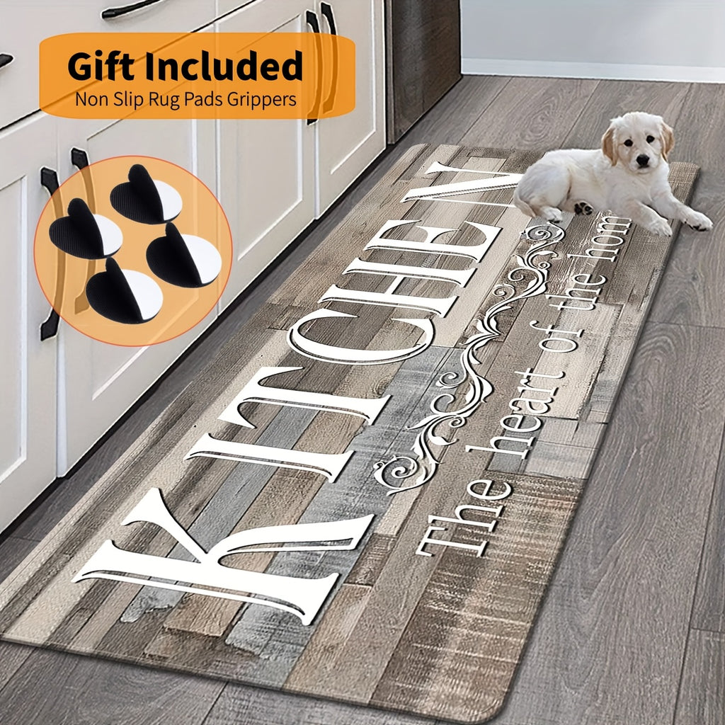 [Non-Slip Kitchen Rug] 1pc Premium Non-Slip Kitchen Rug, Kitchen Floor Mat - Durable Polyester Floor Mat for Kitchen - Easy to Clean, Washable Hallway and Bathroom Rug, Kitchen Accessories - Home Decor