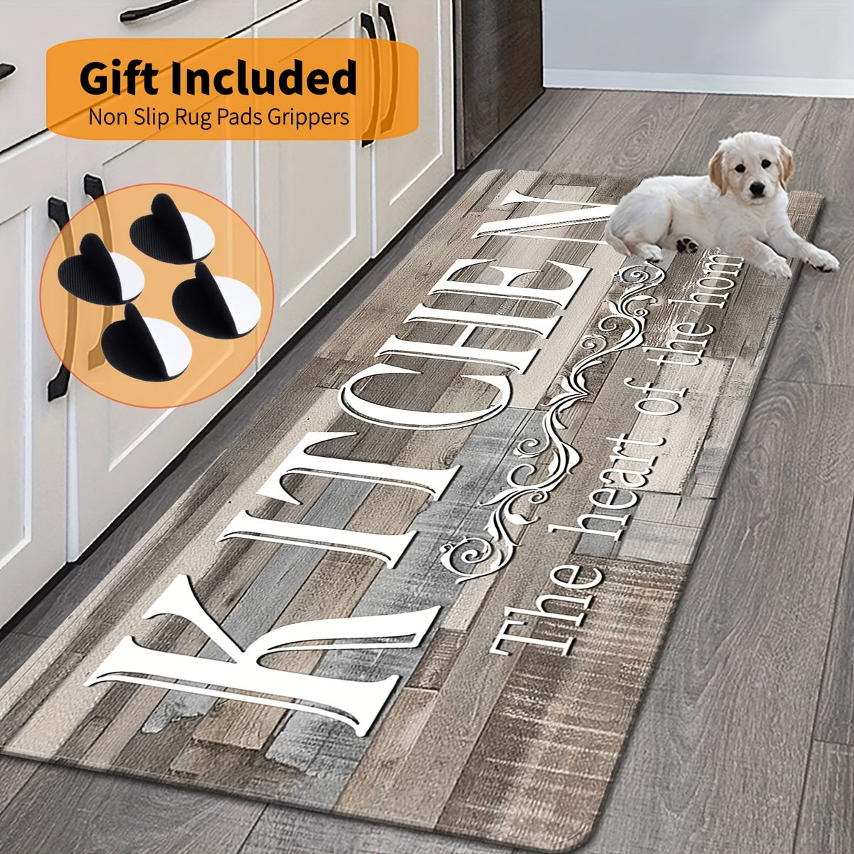 [Non-Slip Kitchen Rug] 1pc Premium Non-Slip Kitchen Rug, Kitchen Floor Mat - Durable Polyester Floor Mat for Kitchen - Easy to Clean, Washable Hallway and Bathroom Rug, Kitchen Accessories - Home Decor