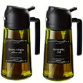 2pcs Kitchen Glass Olive Oil Dispenser Bottle, 2-In-1 Oil Bottle And Cooking Sprayer, 16Oz Premium Dark Green Glass Oil Bottle, Oil Sprayer for Cooking, Oil Dispenser for Kitchen with 6pcs Stickers, The Perfect Cooking Gadget for BBQ, Rvs, And Salad