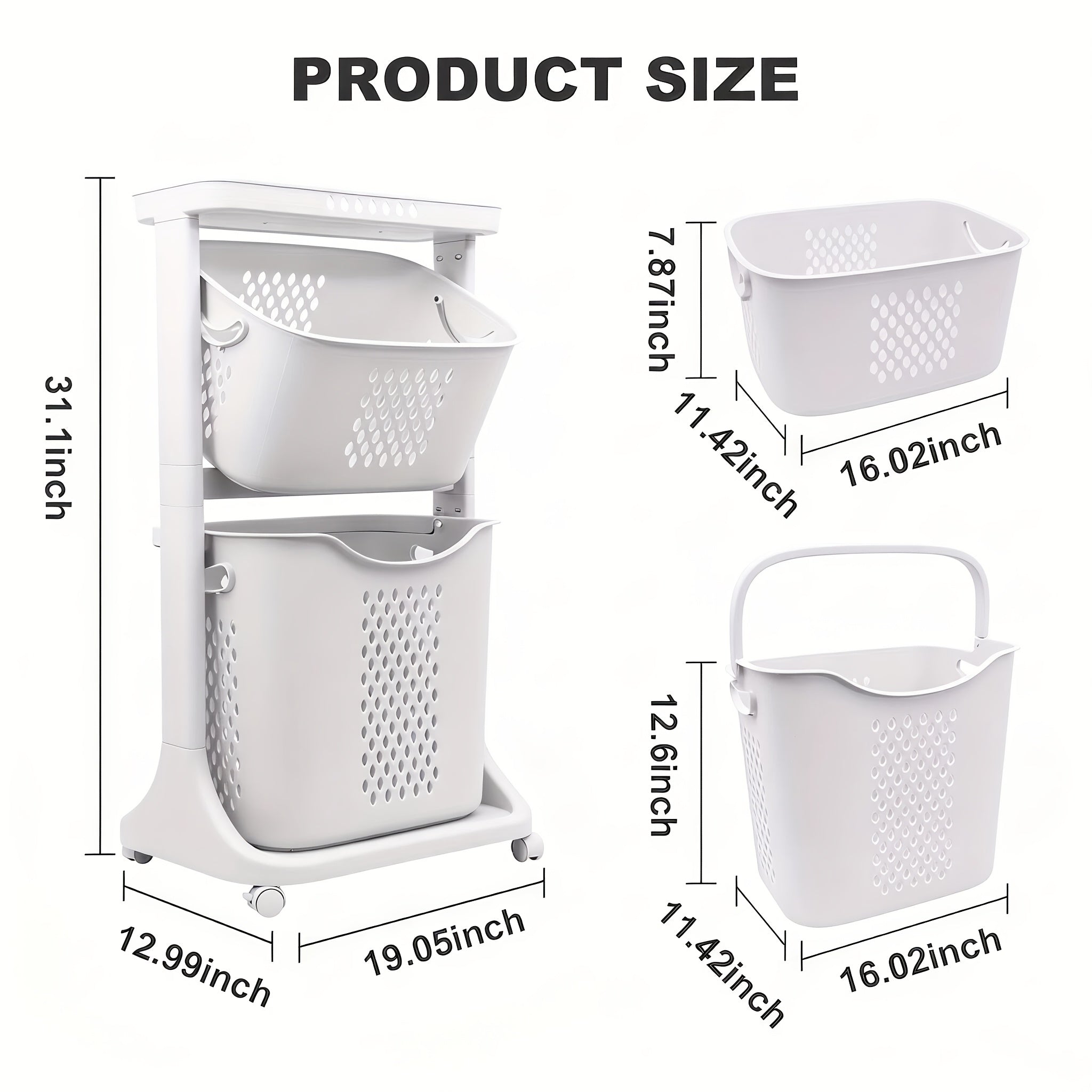 Laundry Hamper, Modern Upgrade 3/4 Tier Laundry Basket with Wheels, Large Capacity Laundry Basket, Movable By Layer Classification, Home Storage, Suitable for Laundry Room, Bathroom Decor And Accessories, Laundry Organizers And Storage