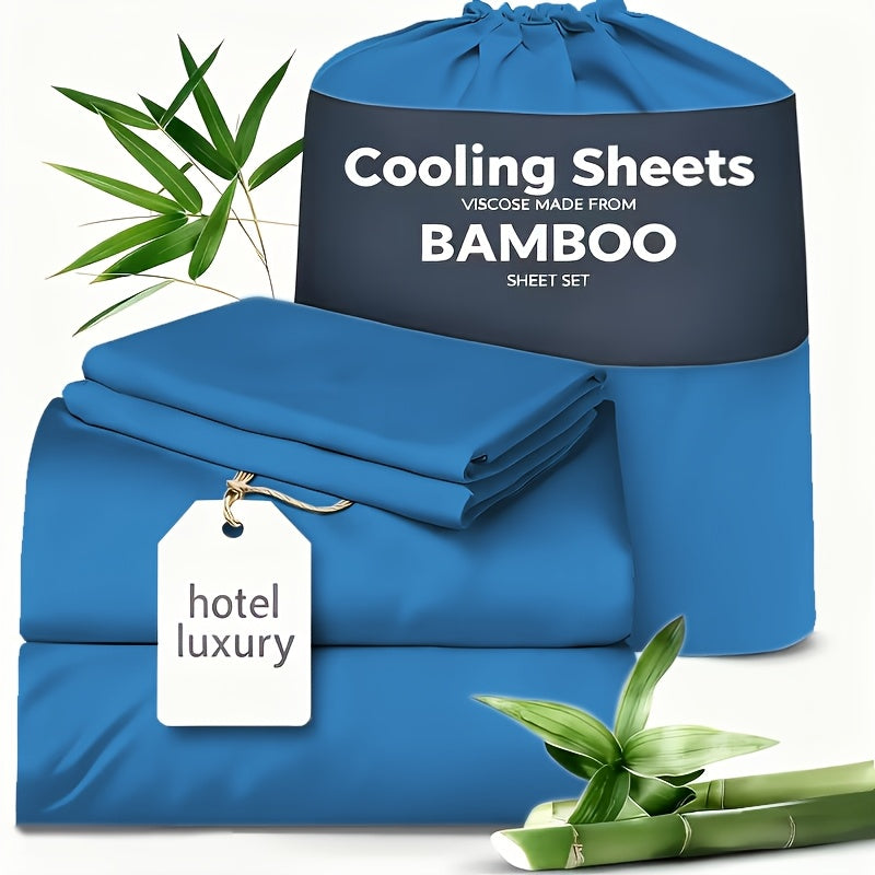 Cooling Sheets for Hot Sleepers Bamboo Bed Sheets Set 4 Pcs 1660TC Ultra Soft Deep Pocket Fitted Sheet & Pillowcases Twin Full Queen King Multiple Colors