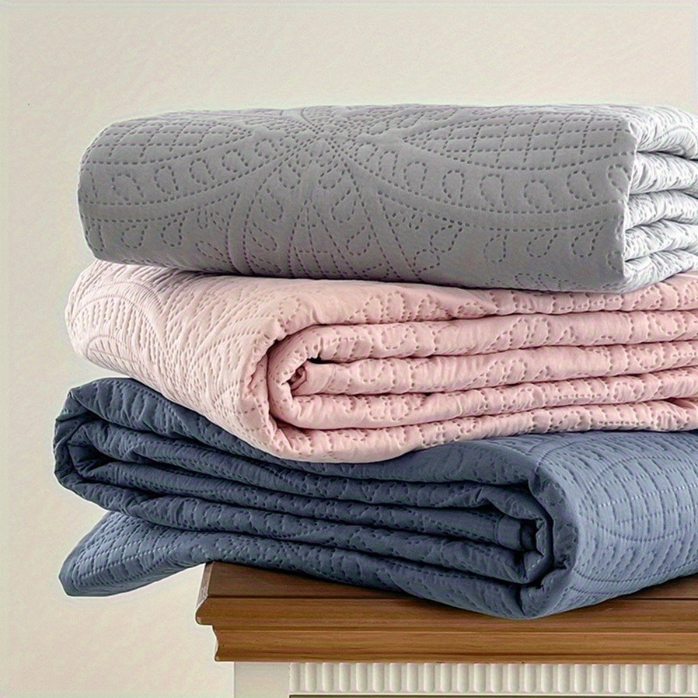 1pc Lightweight All-Season Bedspread - Soundwave Technology Embossed Coin Pattern, Soft & Breathable, Non-Slip Design for Bedroom/ Dorm/ Guest Room Choose from 6 Stylish Colors(Excludes Pillowcases)