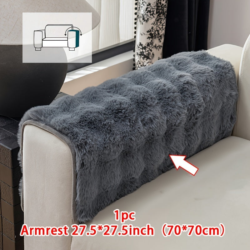 1pc Faux Rabbit Plush Sofa Cover - Winter Warm Thickened Soft Pet-Friendly Anti-Slip Furniture Protection Cover for Bedroom, Office, Living Room