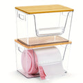 1/2/4pcs Stackable Trash Bag Dispenser, Trash Bag Holder, Extra-Large Clear Acrylic Kitchen Organizer, Suitable for Under-Sink Organization, Laundry Room Organization, Holds Trash Bags and Some Small Items
