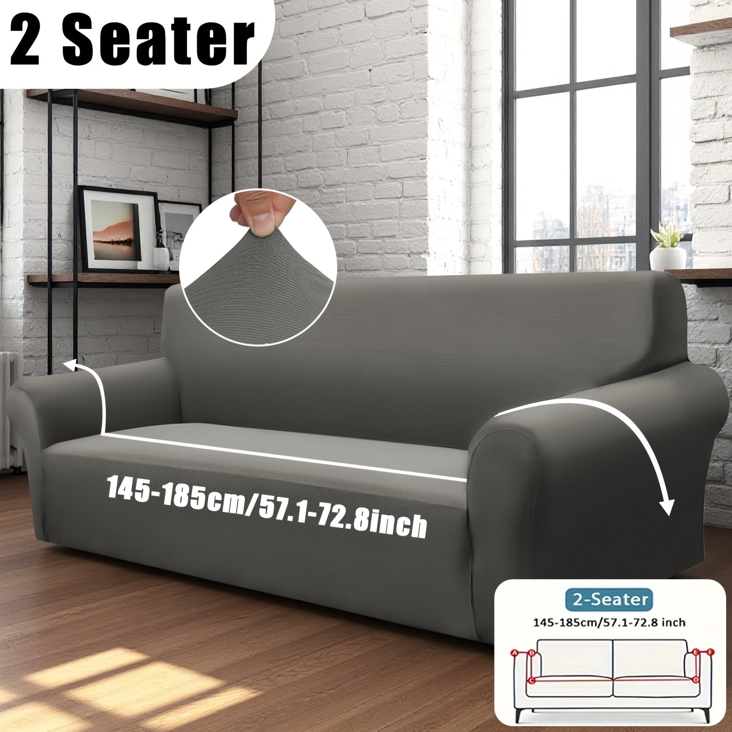 Classic Stretch Sofa Cover with Elastic Band, Milk Fiber Fabric Slipcover-Grip, Machine Washable, Polyester And Spandex, Fits Armchair to 4-Seater Sofas, International Style Throw Design