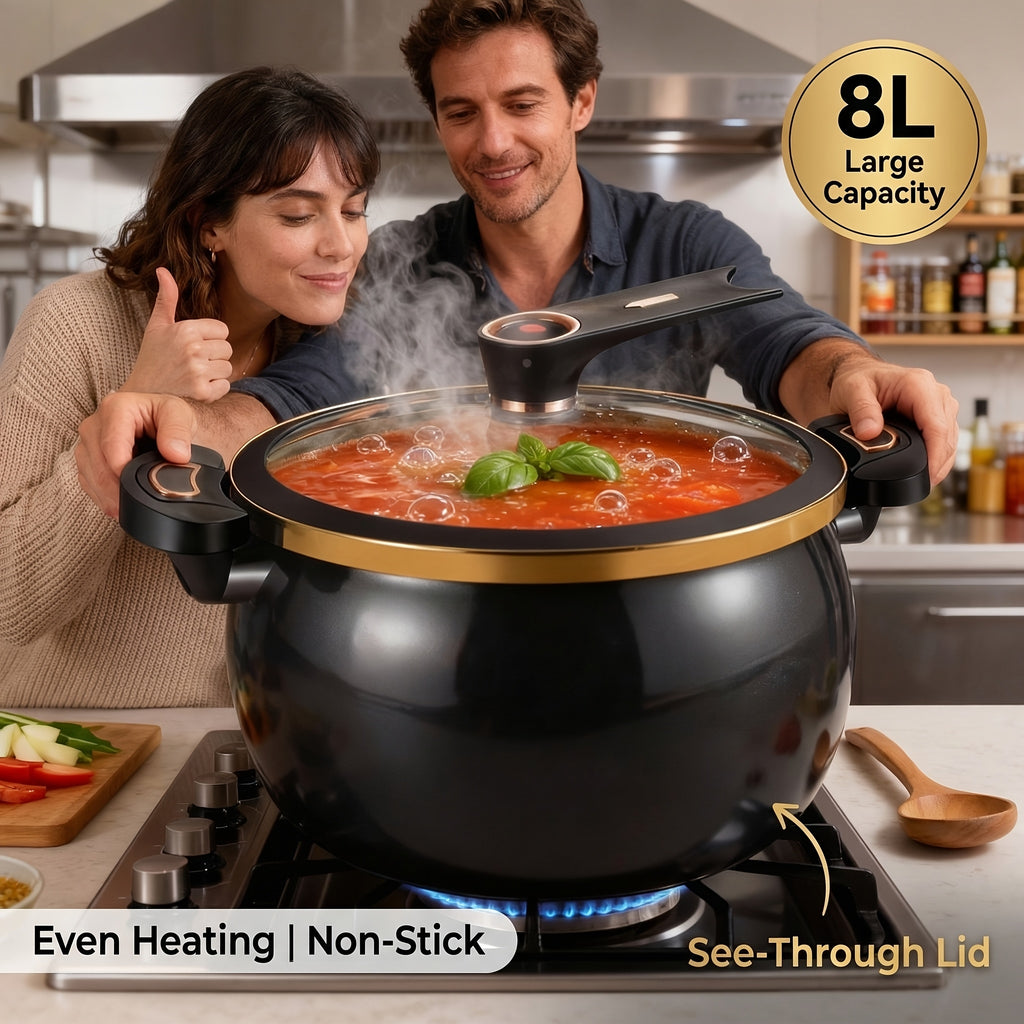 Large Capacity Soup Pot with Twist Lock Handle, Suitable for Quick Cooking, Non Stick Pot 1.85 US Gallon Multifunctional Cooking Pot, Gas Stove, Open Flame And Induction Cooker, Universal Stew Pot for Households, Restaurants